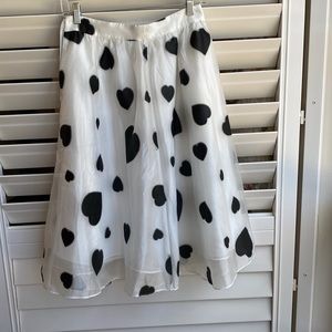 J. Crew Organza Heart Print Midi Skirt. Size 2